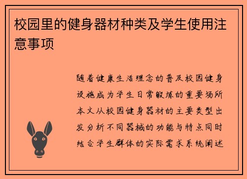 校园里的健身器材种类及学生使用注意事项